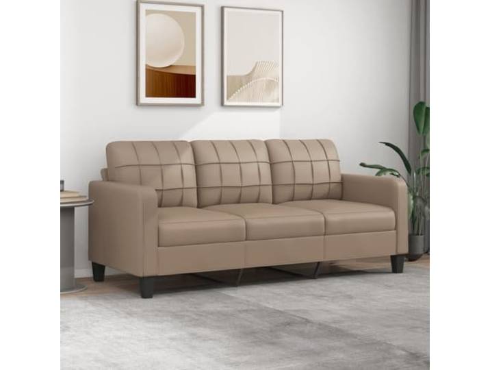 SECOLI 3 Sitzer Sofa, Kunstleder Kleines Couch, Modern 3er Gästesofa mit Armlehne, Sofa 3 Seater, Couch 3 sitzer für Wohnzimmer/Schlafzimmer/Büro/Wohnung, 180 cm, Cappuccino-Braun