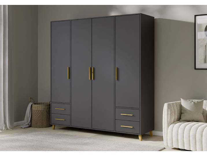 Drehtürenschrank Shinjo 187cm Grau/Graumetallic Basic