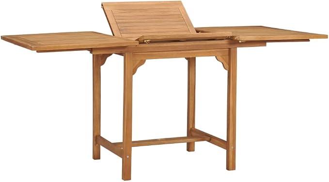 Gartentisch Ausziehbar 110-160x80x75 cm Teak Massivholz | Witterungsbeständig, feuchtigkeitsresistent, Schirmloch, Montage erforderlich