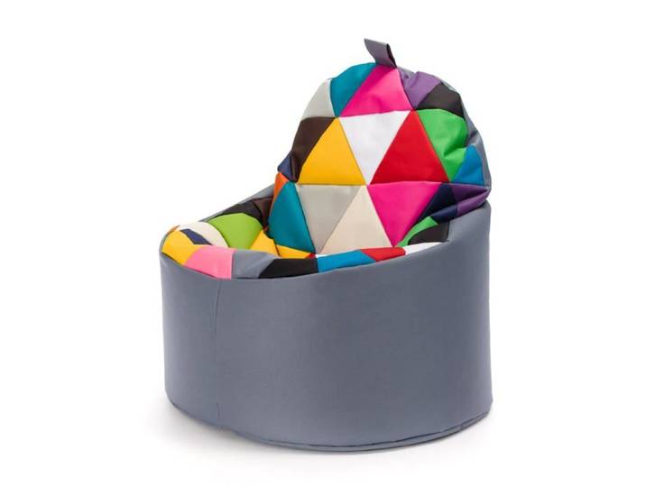 Pouf Fauteuil Patchwork Poire Extérieur Relax Tissu Imperméable Chambre Enfant Confort Gris Nc16 XL