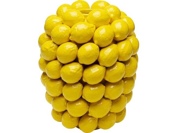 Kare Design Vase Lemon Juice, Gelb, 40cm Höhe, Blumenvase, Deko Vase, Zitronen Motiv, Porzellan, Handgearbeitet, Wohnzimmer