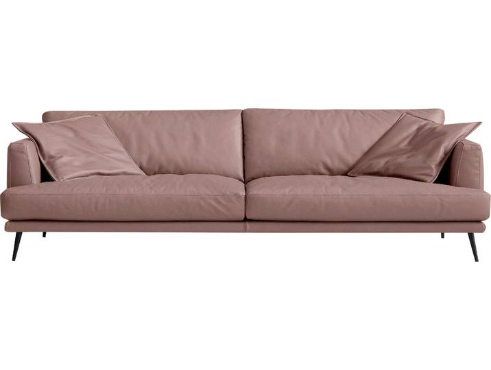 2,5-Sitzer EGOITALIANO Sophia, Designsofa mit extrakomfortablem Sitzkomfort, Breite 214cm , rosa (altrosa), B:214cm H:77cm T:96cm, Leder BULL (Echtes Rindsleder). Geschliffenes, pigmentiertes und behandeltes Rindsleder mit einer Dicke von 1, 3-1, 5 mm. Es handelt sich um ein weiches, geschütztes Leder. Eine leichte Deckschicht schützt sie vor Flecken, ohne ihre ursprünglichen Eigenschaften zu verändern. Dieses geschützte Leder kombiniert die Vorteile von Natürlichkeit und Weichheit mit einer guten Beständigkeit gegen Verschleiss und Ausbleichen. Das Vorhandensein der charakteristischen Zeichen, die das Leben des Tieres bestimmen, wie Narben, Körnungsunterschiede, Falten, Adern, Disharmonien in Farbtönen, beweisen ihre absolute Echtheit und grossen Wert., Sofas, 2 5-Sitzer, Daunenfederung, inkl. 2 Kissen