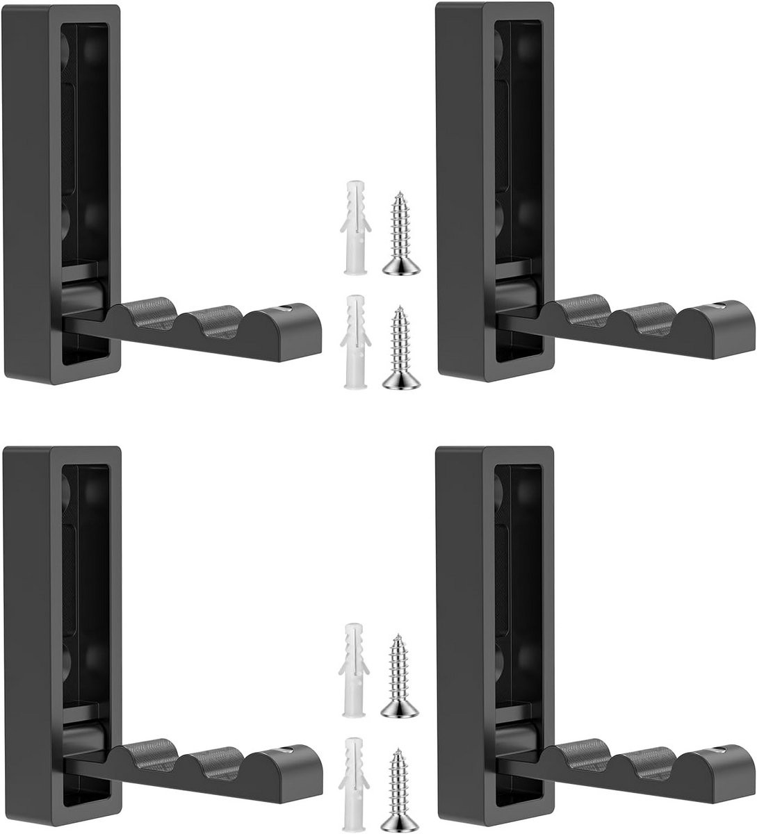 Set van 4 intrekbare wandhaken voor het ophangen van kleding, hoeden en handdoeken