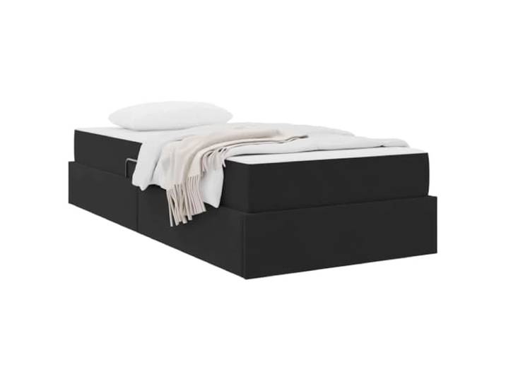 KTHLBRH Boxspringbett aus schwarzem Samt 90 x 200 cm mit Matratze Hydraulisches Seitenheben, Struktur aus Metall, Schaumstoff und Taschenfedern, einzeln