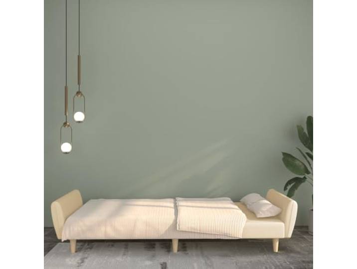 KTHLBRH Schlafsofa, 2-Sitzer, cremefarben, aus Stoff Umwandelbar in ein Einzelbett, Gestell aus Holz, Schaumstoff, maximale Belastung 110 kg pro Sitzplatz
