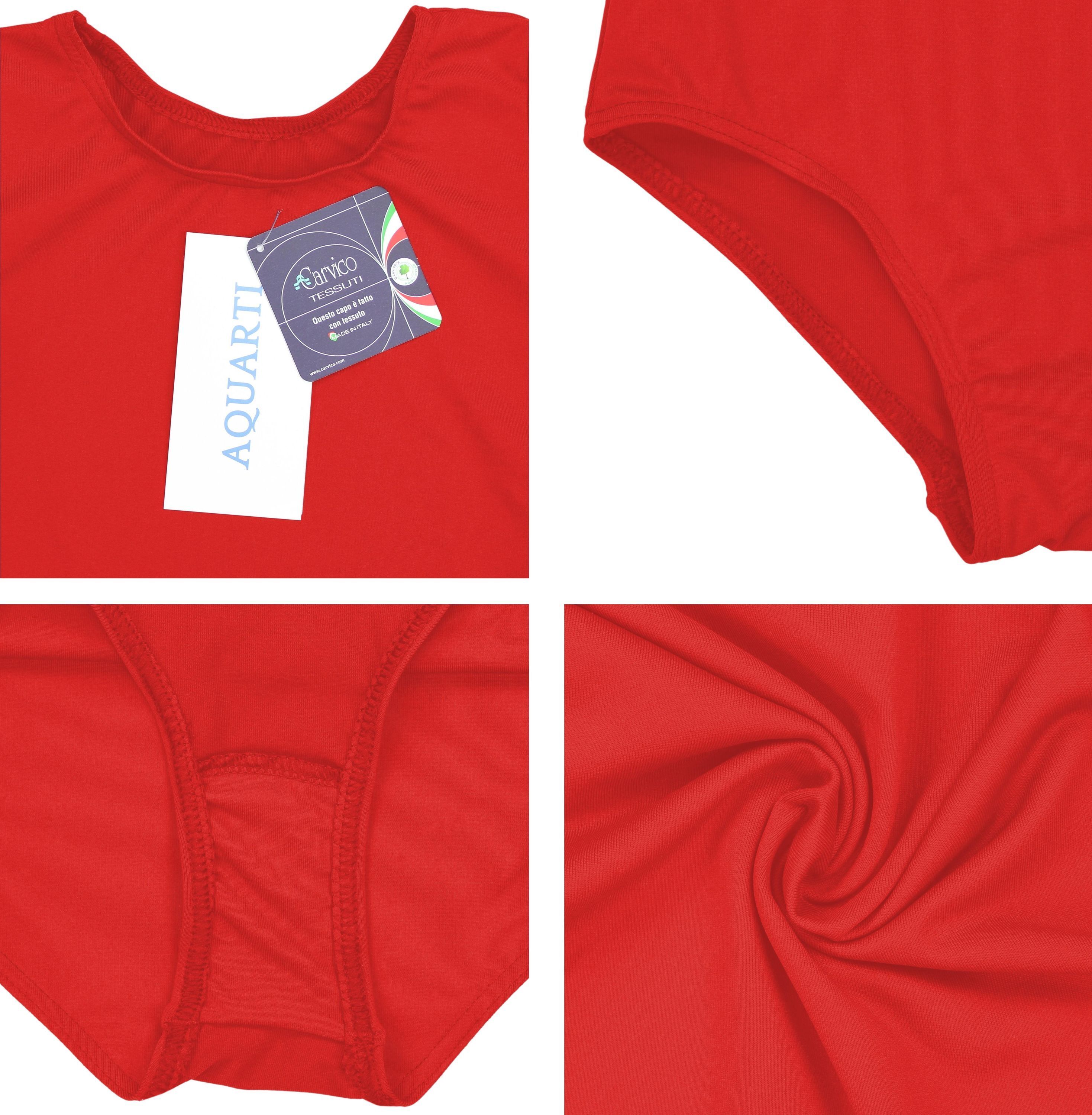 Turnanzug AQUARTI "Body Mädchen Gymnastikanzug Kurzarm", Kinder, Gr. 128, rot, Obermaterial: 80% Polyamid PA. 20% Elasthan EL., Sportanzüge