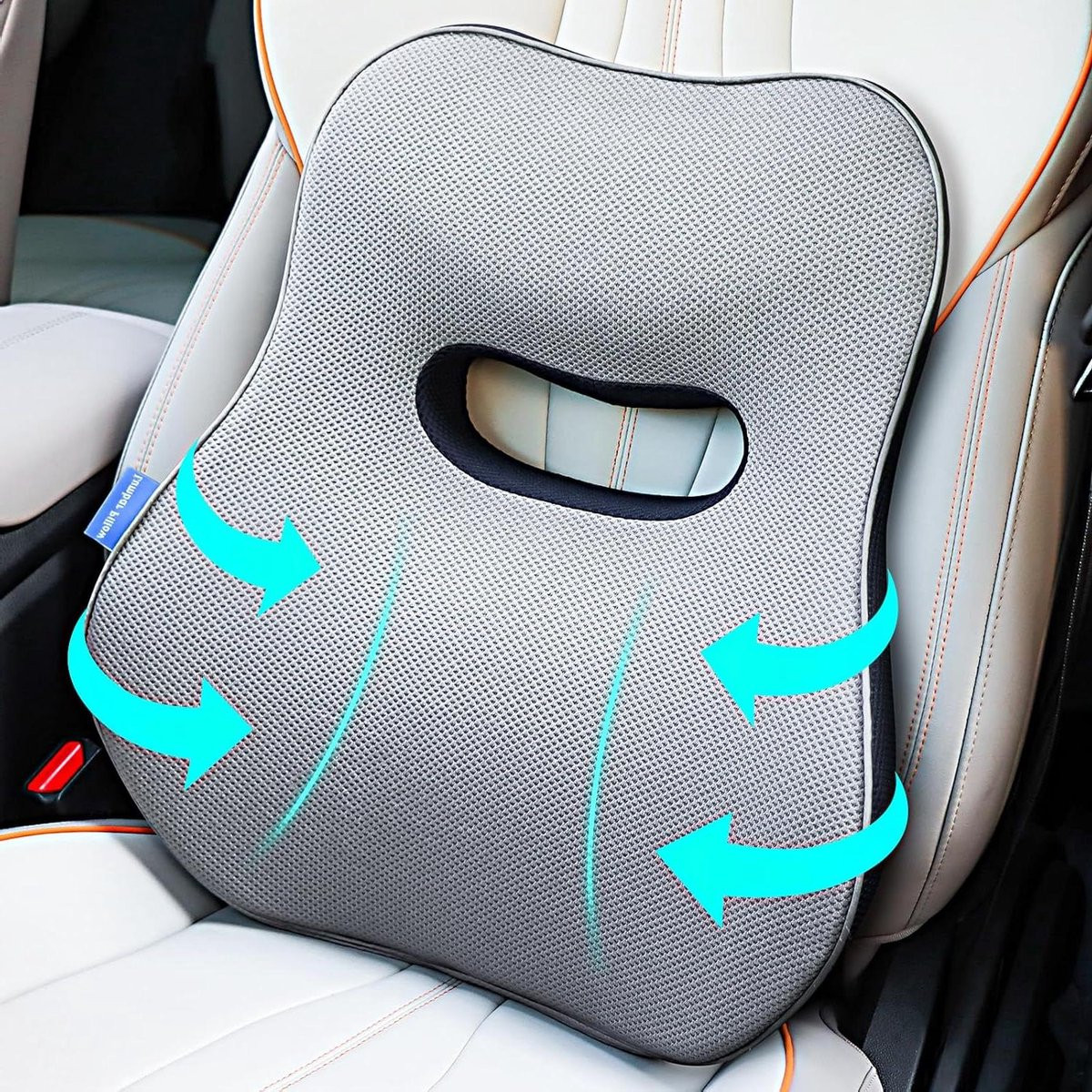 Lumbale steunkussen Grijsblauw - Comfortabel rugsteunkussen met ademend boogontwerp - 40 cm