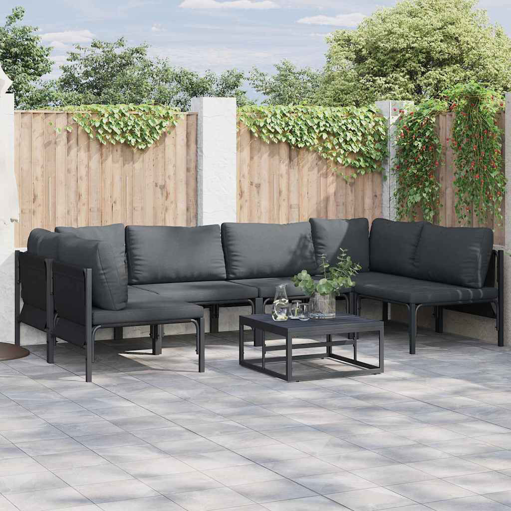 Latitude Run Garden Sofa Set 6 Pcs Anthracite Steel Black 6;6