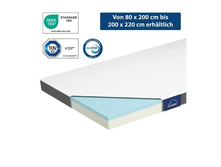 Genius, Topper Eazzzy Classic 140x200cm H2 H3 - orthopädische aus Gelschaum, 7 cm hoch, (1 TLG. Set), Klimaband, Gummibänder, OEKO-TEX® Standard 100
