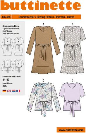 buttinette Schnitt "Stufenkleid & Bluse" für Damen