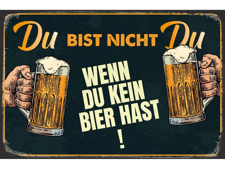 Metallbild QUEENCE Bier Spruch Stahlschild Blechschild , schwarz (farbe bild(er): schwarz), B:20cm H:30cm T:0,2cm, Blech, Metall, Bilder, Metallbild, 20x30x0,2cm - mit 4 Lochbohrung
