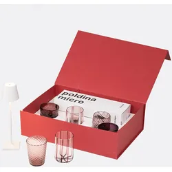 Zafferano 6er-Set zweifarbige Trinkgläser aus der Melting Pot Kollektion aus dekoriertem Glas - Amethyst und Grau - Safran