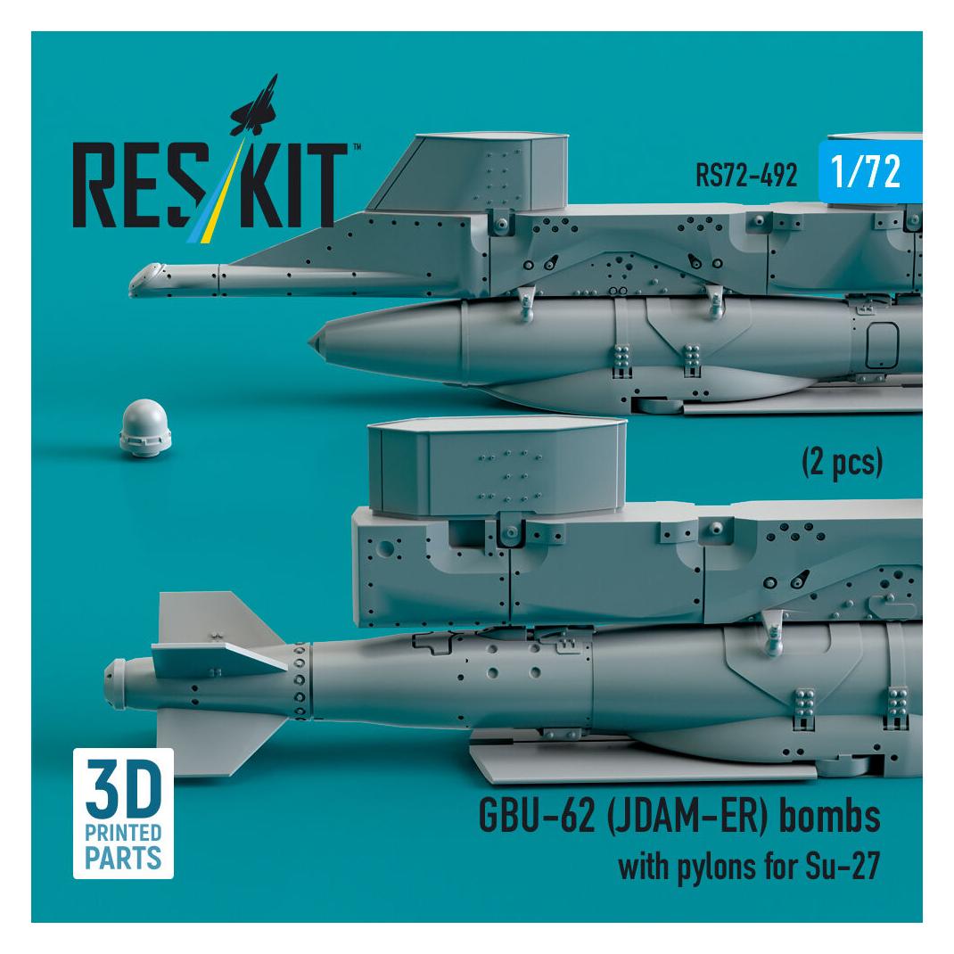 ResKit GBU-62 (JDAM-ER) bombs with pylons for Su-27 Flanker (2 pcs) (3D Printed) (RS72-0492)