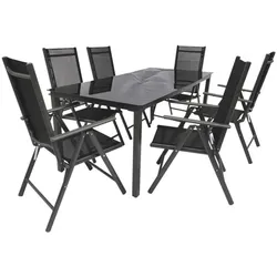 VCM 7-tlg. Garten-Sitzgruppe 190 cm Tisch grau