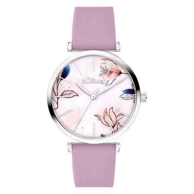 Quarzuhr S.OLIVER "Soft Connection", rosa (lila), Armbanduhren, Damen, Quarzuhr, Armbanduhr, Damenuhr, Silikonarmband, analog
