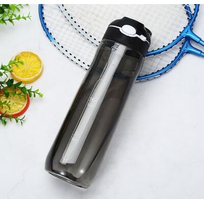 DynamicDeals Tritan Material Water Bottle With Straw Eco Friendly, Durable Gym & Outdoor Sport Shaker Drink Bottle black