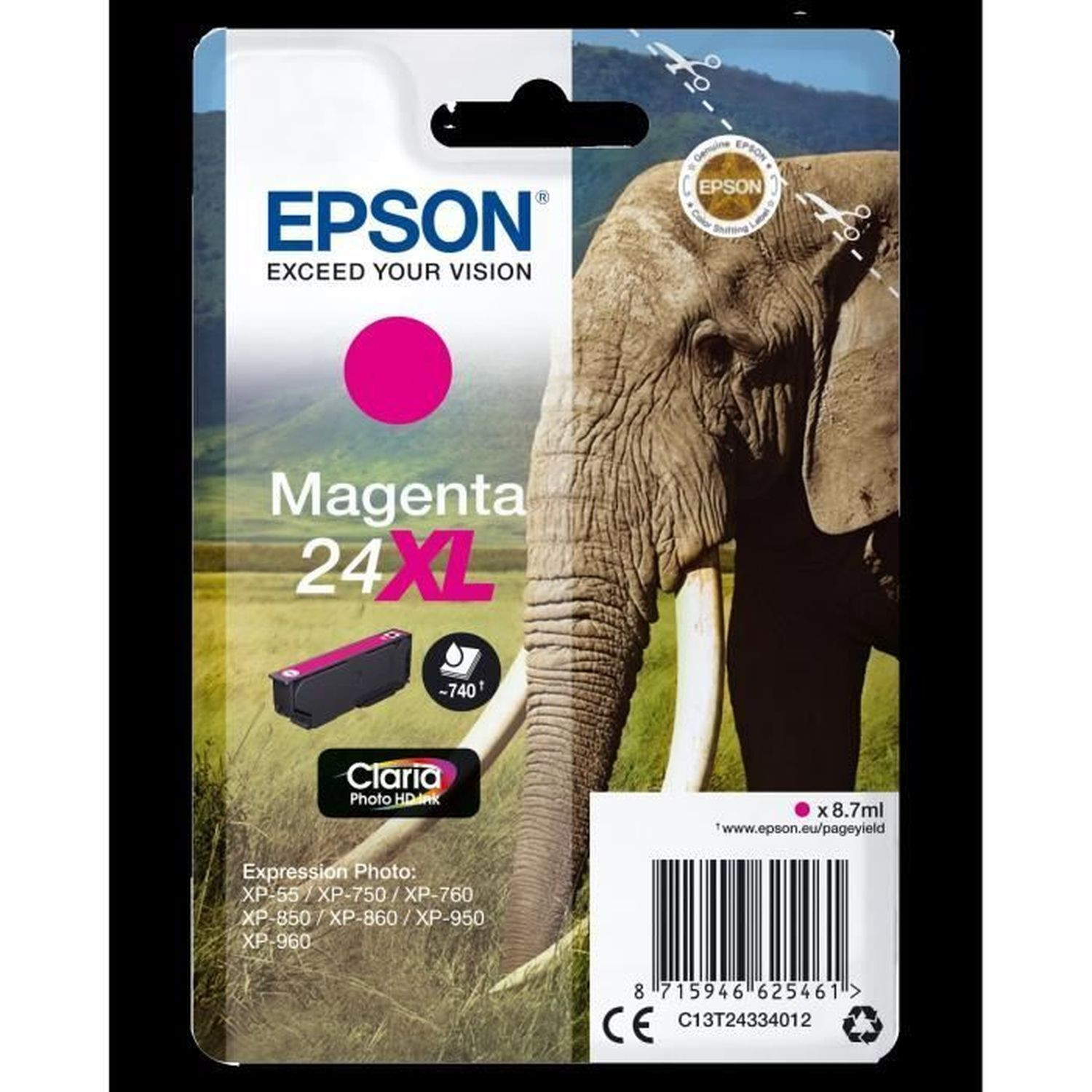 Epson T2433 XL Magenta Inktcartridge Elephant C13T24334012