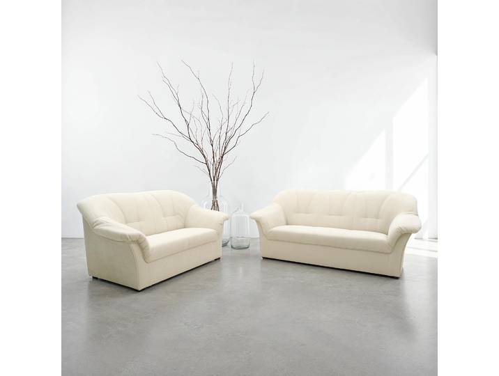 Polstergarnitur DOMO COLLECTION Pegnitz zeitloses und elegantes Design , beige (creme), H:82cm T:82cm, 100% Polyester, Sitzmöbel-Sets, Polstergarnitur