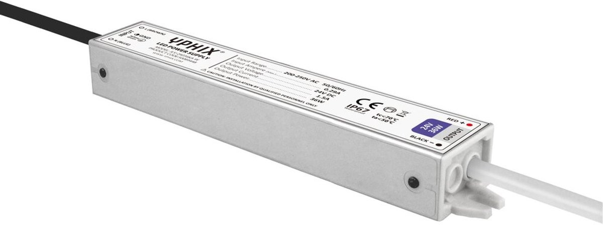 YPHIX LED transformator 24V 1,5A Max. 36W IP67