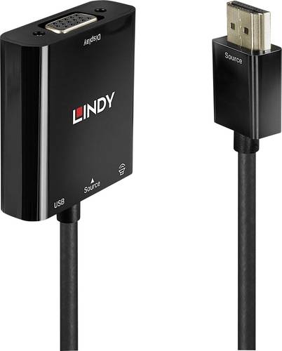 LINDY HDMI / VGA Adapterkabel HDMI-A Stecker, VGA 15pol. Buchse 0.10m Schwarz 38285 HDMI-Kabel