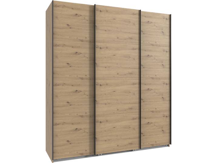 Kleiderschrank, Holzwerkstoff, Artisan-Eiche Nachbildung, 180×208×65 cm, 3 Schwebetüren, Wimex
