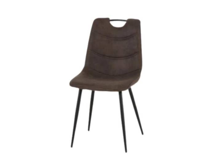 Chaise simili gris avec poignée pieds métal noir
