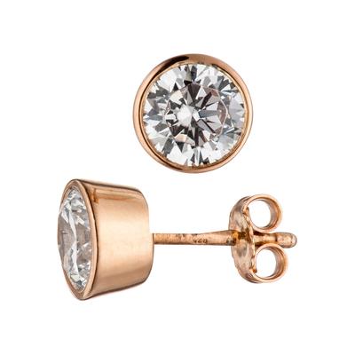 Paar Ohrstecker JOBO, rosa (roségoldfarben), Ohrringe, Damen, 7,1mm, Silber 925 (Sterlingsilber), rund 925 Silber roségold vergoldet mit Zirkonia