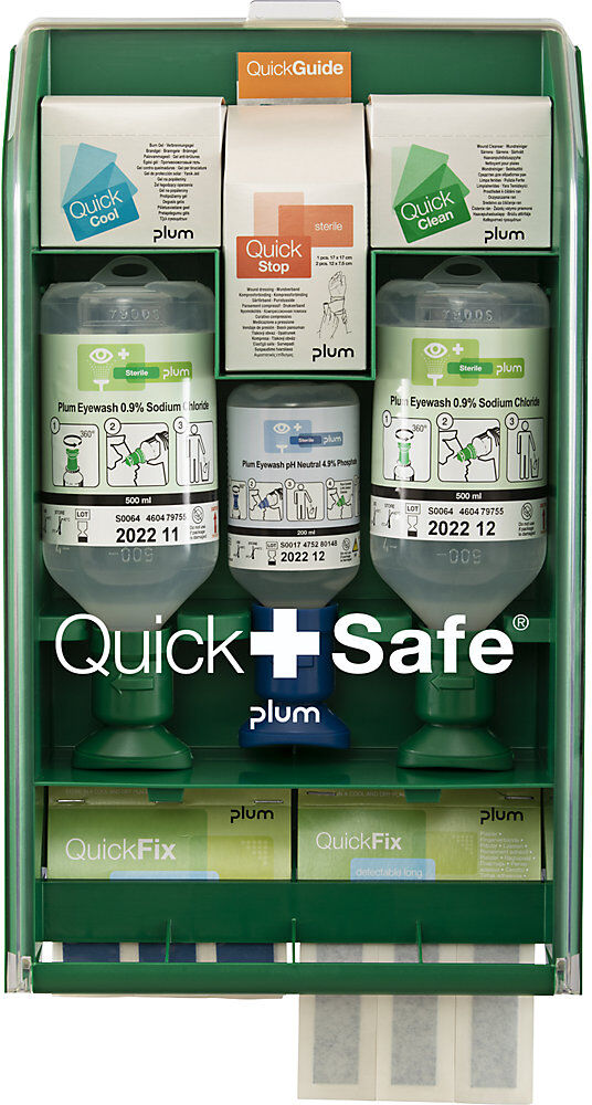 Erste-Hilfe-Station QuickSafe, Food Industry, HxB 430 x 253 mm, grün/transparent plum