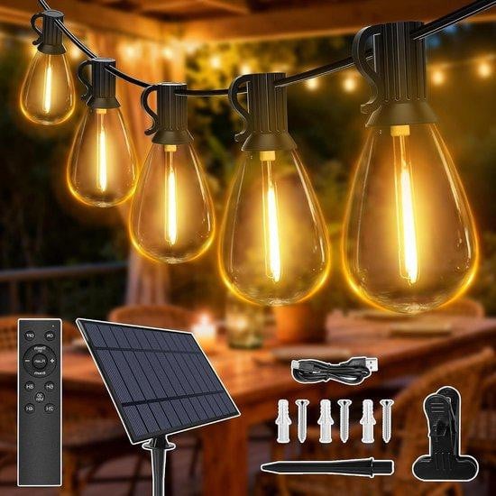 Ollny Solar Lichtsnoer Tuinverlichting Buiten Warm Wit - 15 Meter