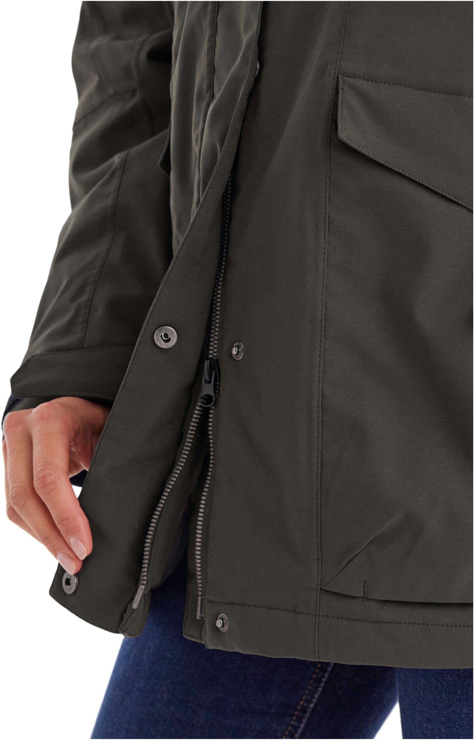 Funktionsjacke KILLTEC "Damen Jacke", Damen, Gr. 42, grün (olivgrün), Obermaterial: 100% Polyester.Futter: 100% Polyester.Futter 2:/ Futter 3:/ Futter 4:.Füllung: 100% Polyester, Jacken Funktionsjacke, Wasserdichte, atmungsaktive Damenjacke mit abnehmbare