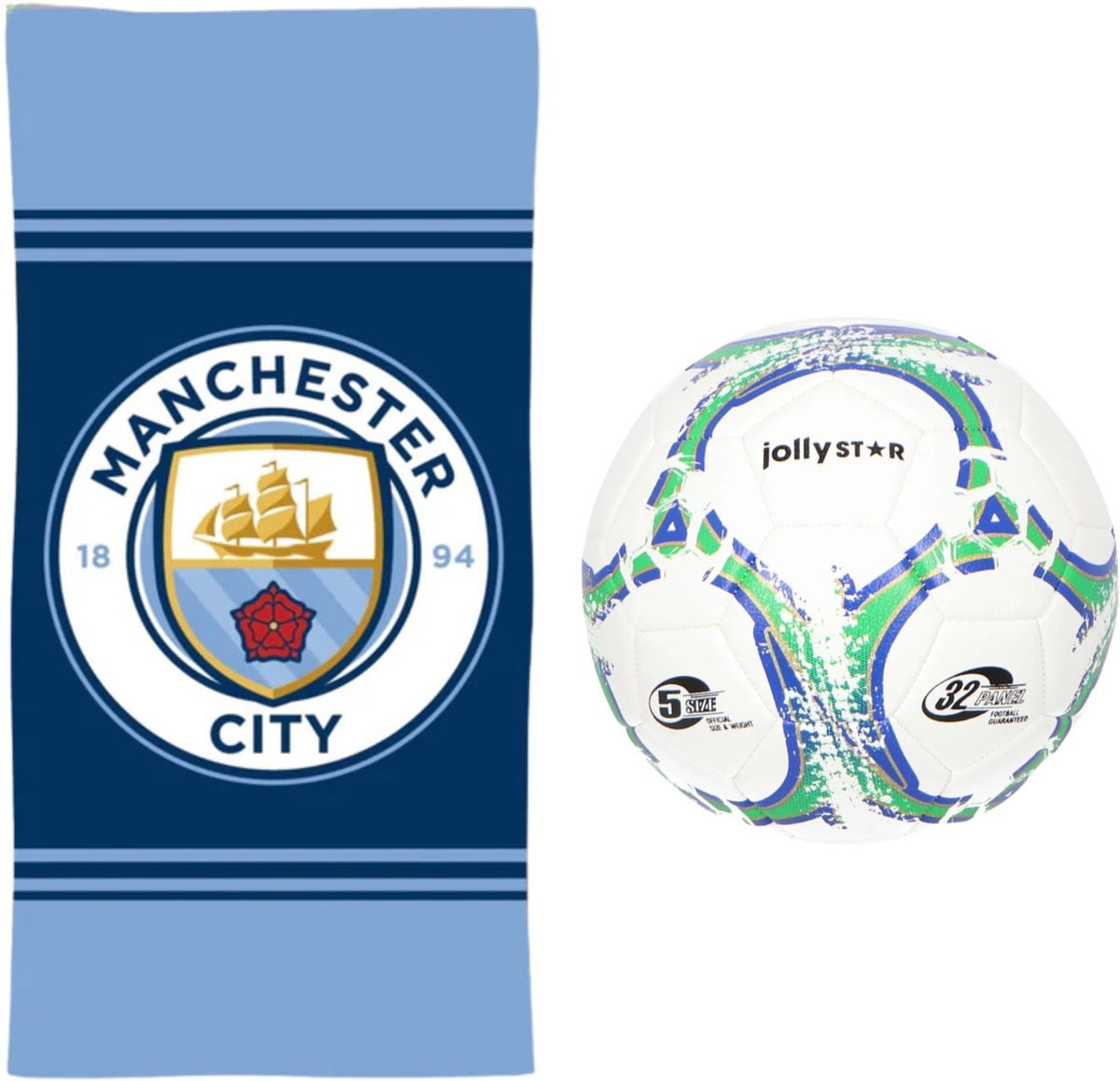 Manchester City strandset met strandlaken en voetbal voor volwassenen