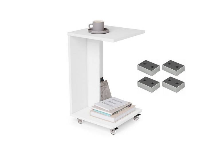 designimpex Beistelltisch Design Hugo Ecktisch Tisch Notebooktisch mit/ohne Rollen, tisch klein, ecktisch, rollbarer tisch, beistelltisch klein,homeoffice