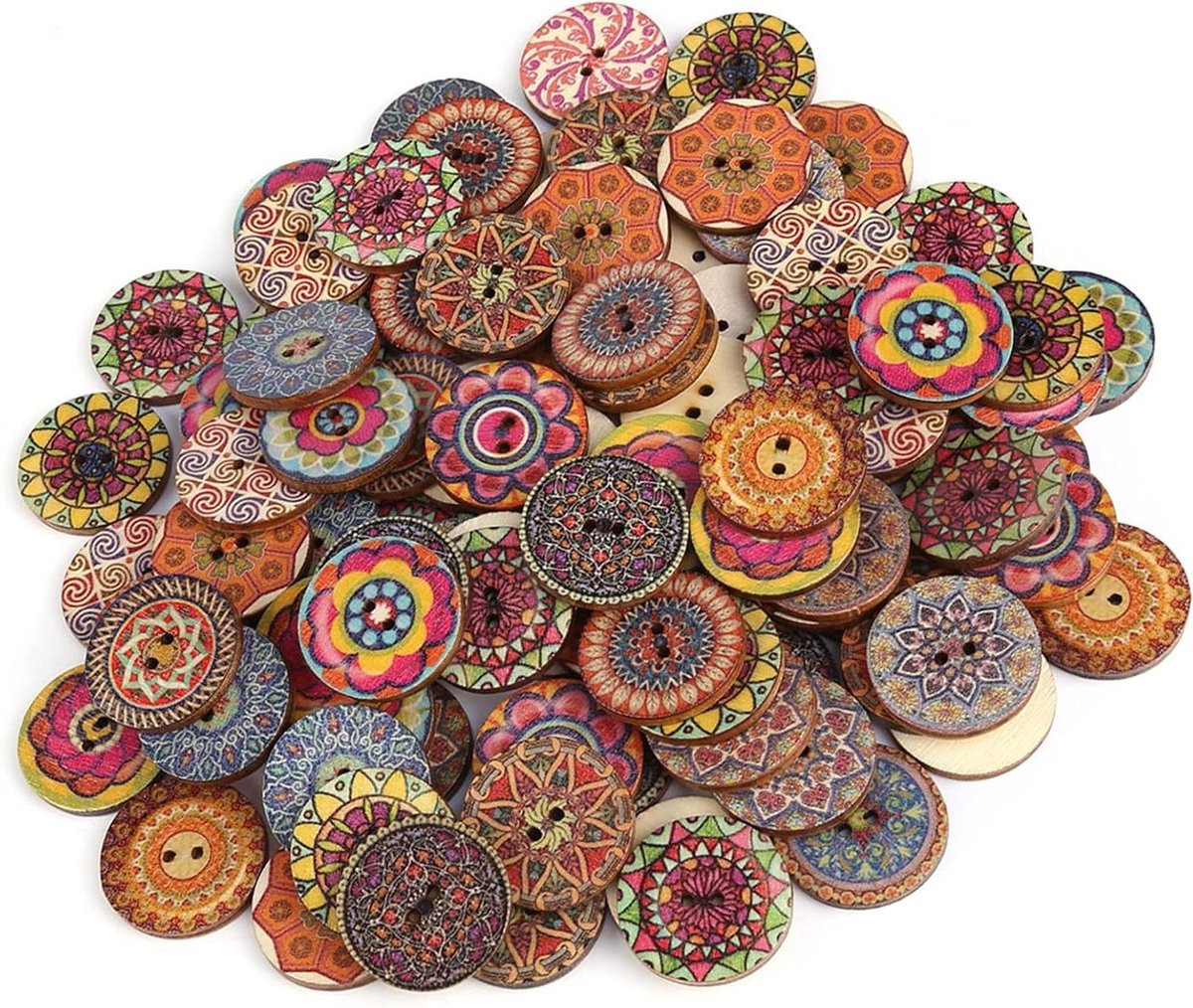 100 stuks Houten Knopen - Ambachtelijke Sluitingen voor Kleding - Gemengd