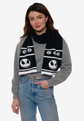 "Women's Disney Jack Skellington Nightmare Before Christmas Knit Scarf 70"" by Woman Within in Black"