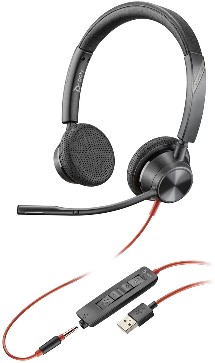 HP Poly Blackwire 3325 Over-ear Hoofdtelefoon - Bekabeld - USB-A en 3,5 mm stekker - Zwart