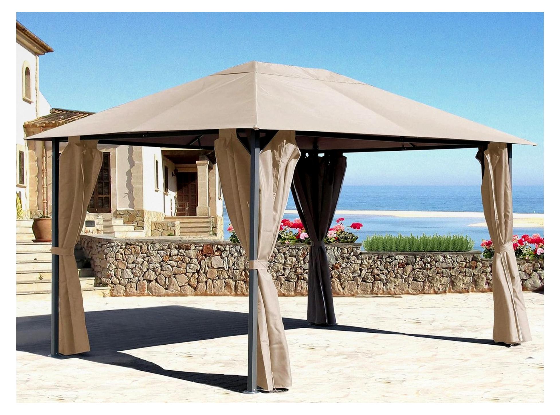 Metall Gartenpavillon 3x4m Sand mit 4 Seitenteilen