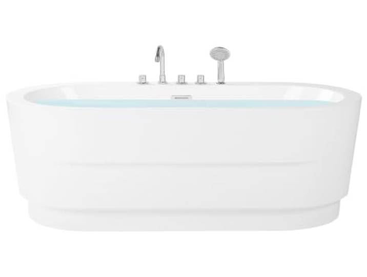 Badewanne mit Armatur oval 170x80 cm weiß freistehend moderner Stil Empresa
