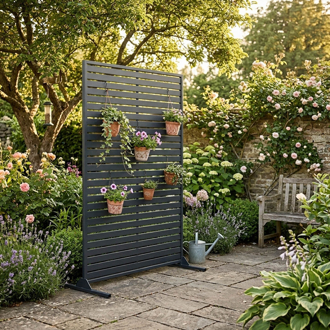 NICOMAN Metal Outdoor Privacy Screen 90cm X 180cm Grey 180cm H X 90cm W X 40cm D