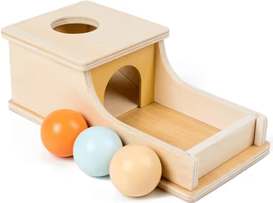 Inspire Curations Montessori Wooden Ball Drop Box Educational Toy Object Permanence Learning Game For Toddlers Montessori Wooden Ball Drop Box Educational Toy Object Permanence Learning Game For Toddlers