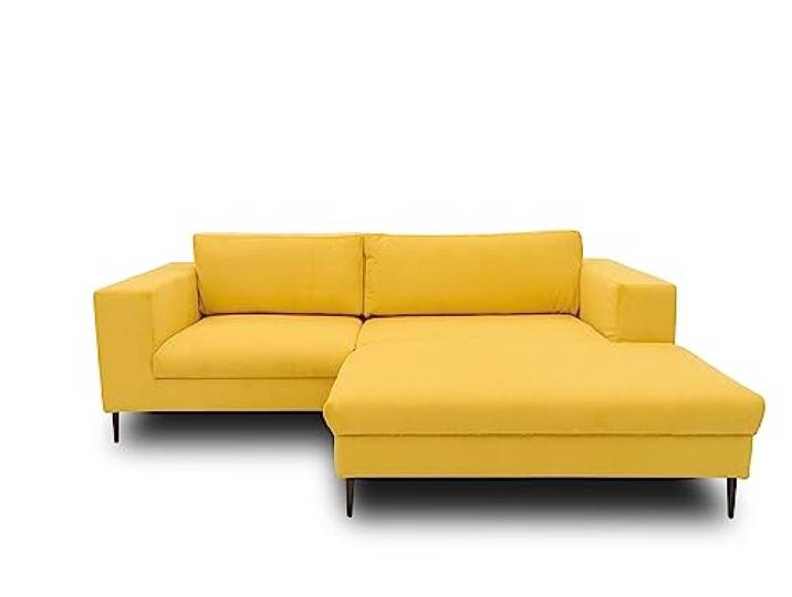DOMO Collection Modica Ecksofa, moderne L-Form, kleine Ecke, Eckcouch, Sofa Eckgarnitur, Cord, gelb, 244x173x83