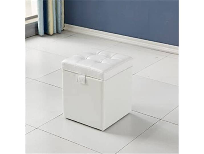 JXXUIRUIEEN Aufbewahrungshocker, Lederhocker, Schuhwechselhocker für Flur, Zimmer,(Bianco)