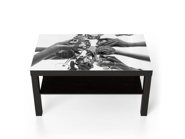 DEQORI Glastisch schwarz groß 90x50 cm Motiv Gläserne Verbundenheit ausgefallener Beistelltisch aus Glas Hochglanz Couchtisch fürs Wohnzimmer moderner Couch Tisch mit Design