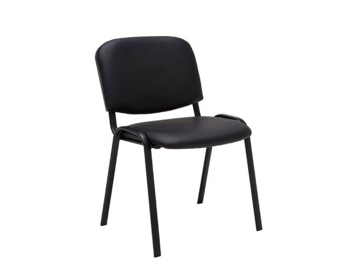 Chaise visiteur assise rembourree en synthetique noir BUR10067
