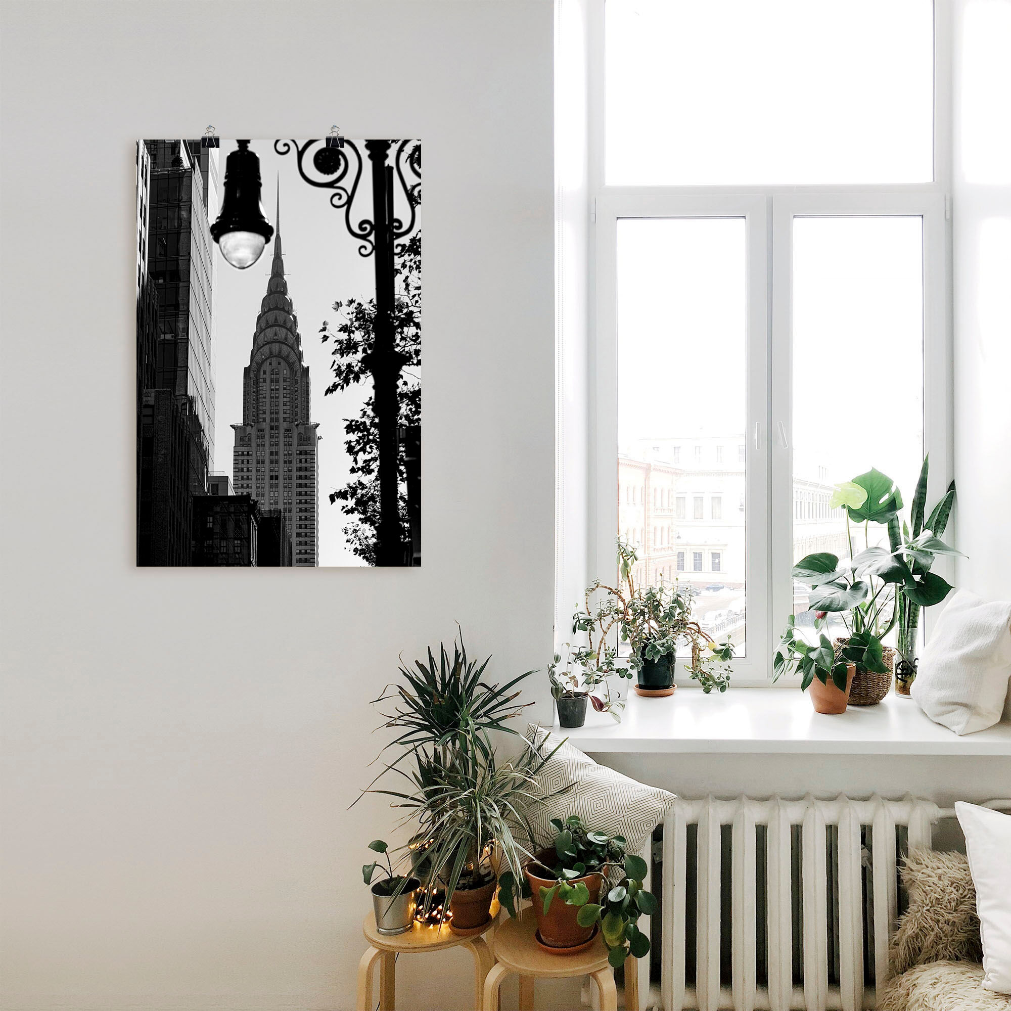 Wandbild ARTLAND "New York Chrysler Building", schwarz (farbe bild(er): schwarz), B:40cm H:60cm, Bilder, Wandbild, als Alubild, Poster in verschied. Grössen farbe bild(er): schwarz B/H/T: 40cm x 60cm, Poster New York Hochformat, 1 Stk.