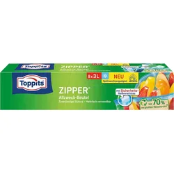 TOPPITS 97001 - TOPPITS Gefrierbeutel ZIPPER 3,0 l, 8 Stück