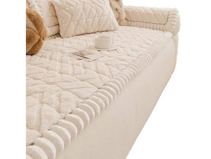 KRXSOBNV Das Sofa, 1 Stück, rutschfeste Sofabezüge for 2-3 Kissen, Dicke Polster(White,90x180cm)