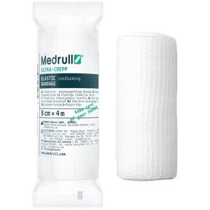 Medrull Fixierbinden Ultra-Crepp, in Folie, elastisch, steril, einzeln verpackt, mit Webkante, 4m x 8cm, 10 Stück
