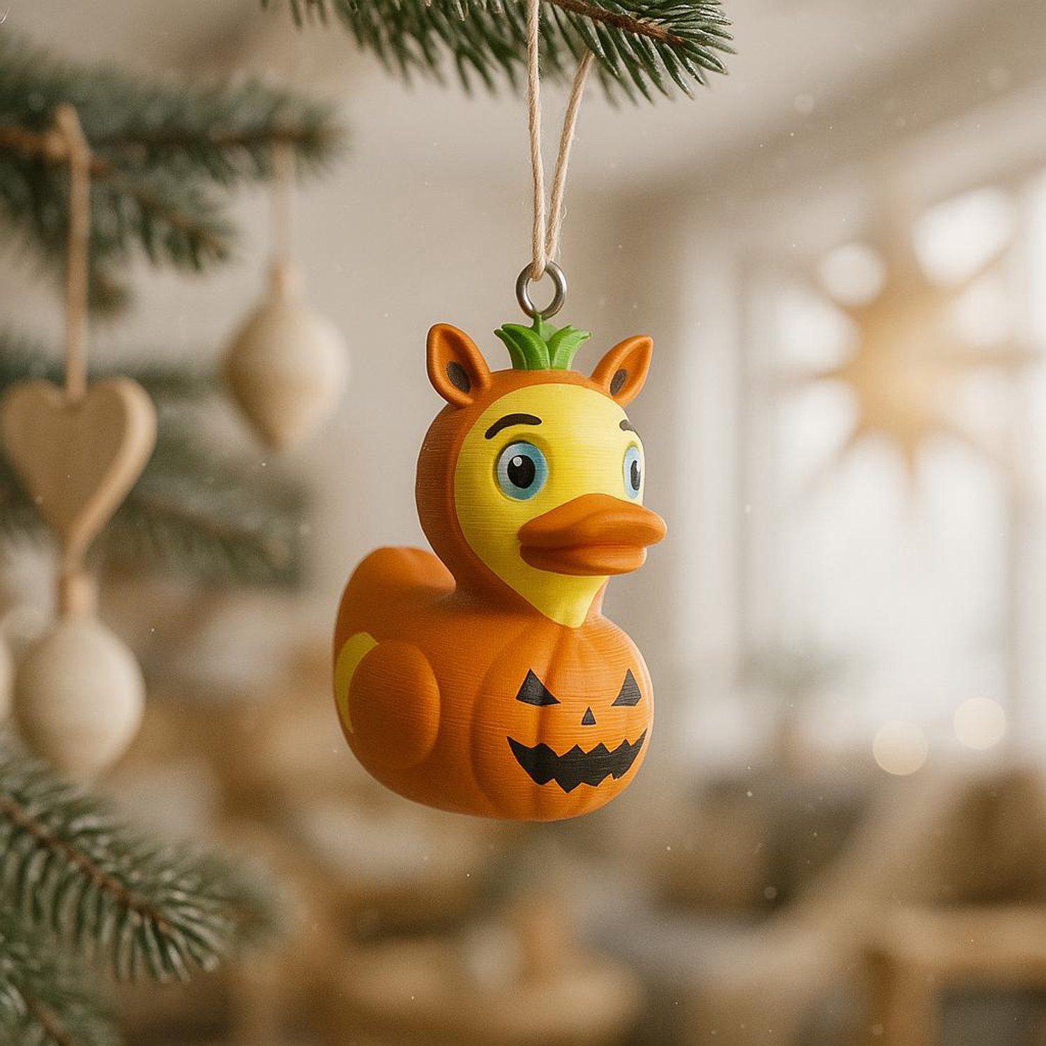 TheDuckSpecialist Middelgrote Pompoen Eend 3D-geprint Halloween Figurine voor op tafel