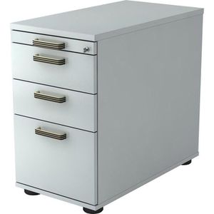 Hammerbacher Standcontainer H-Serie, lichtgrau, 3 Schübe & Hängeregister, abschließbar, Tiefe 80cm