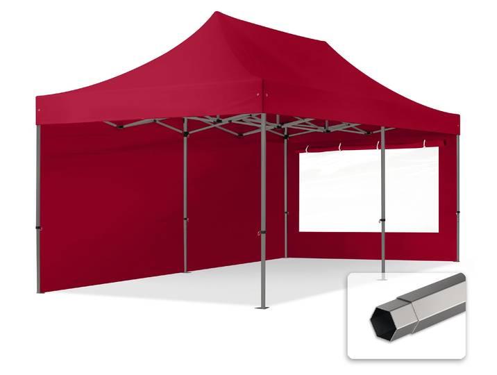 TOOLPORT 3x6 m Tonnelle pliante Acier\, PES 750\, côtés panoramiques\, rouge